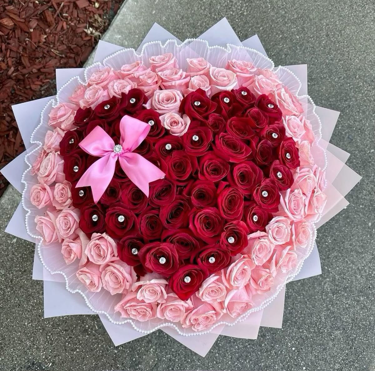 Anniversary Red Pink Rose Bouquet
