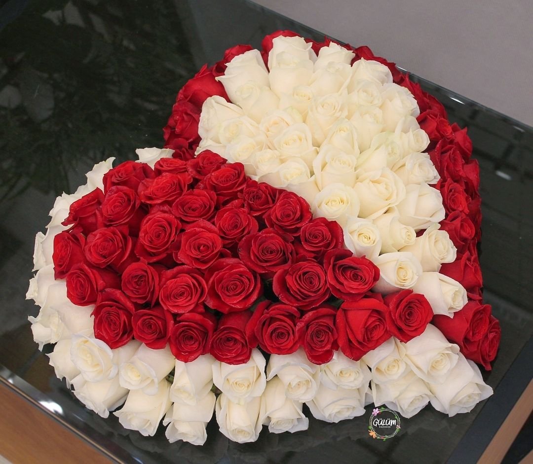 Anniversary Red White Rose Bouquet
