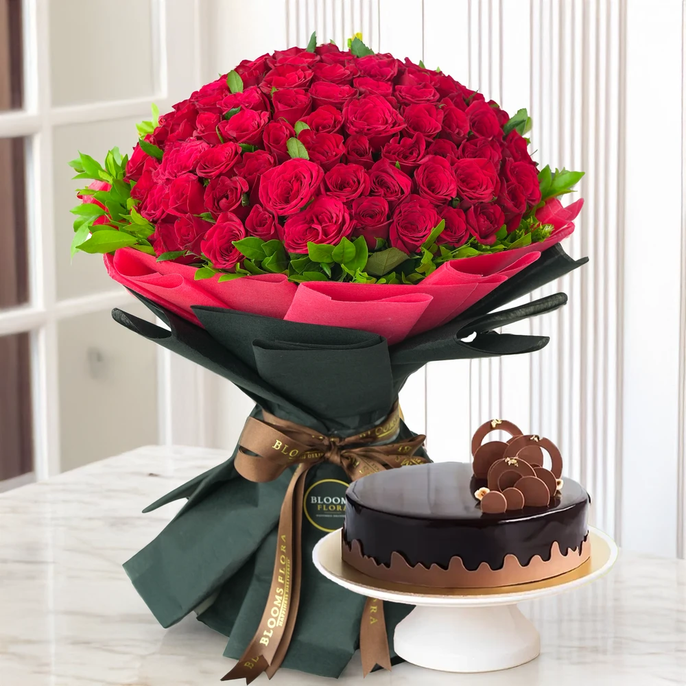 Rose and Cake Gift Combo