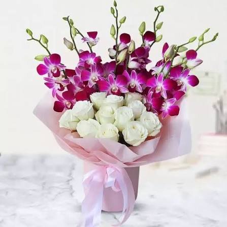 Pink White Orchid Bouquet