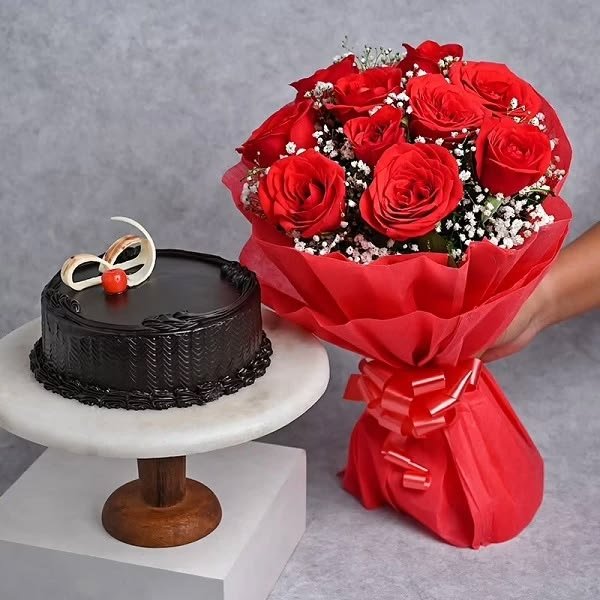 Valentine Flower Gift Combo