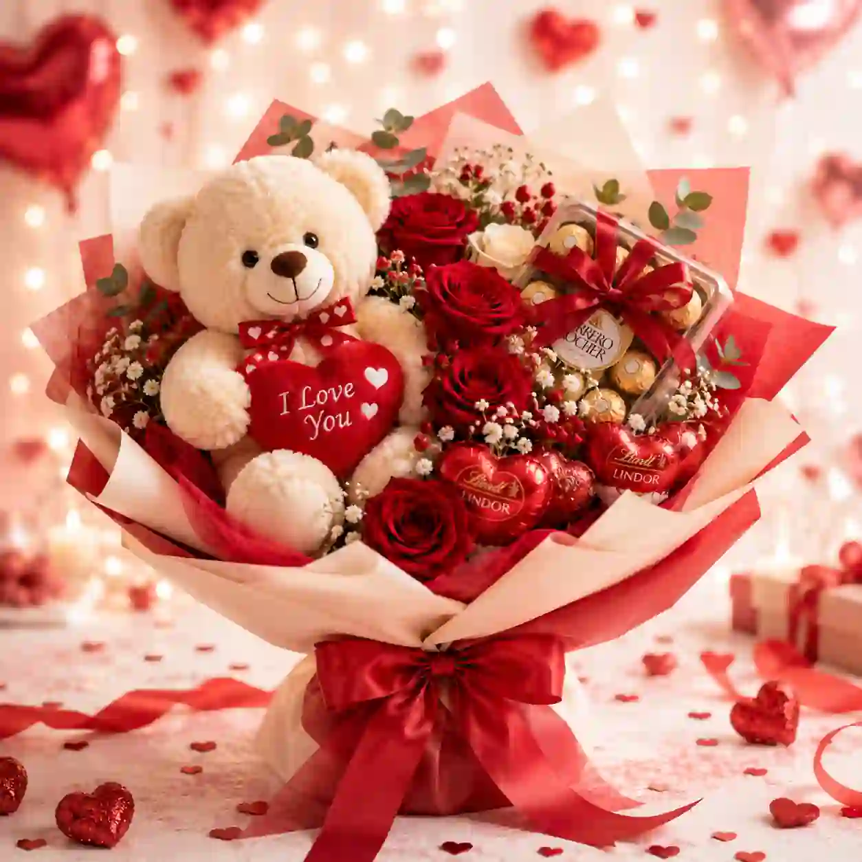 Valentine Flower Gift Combo