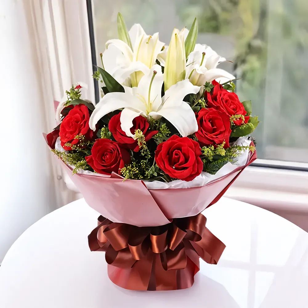 White Lily Rose Bouquet