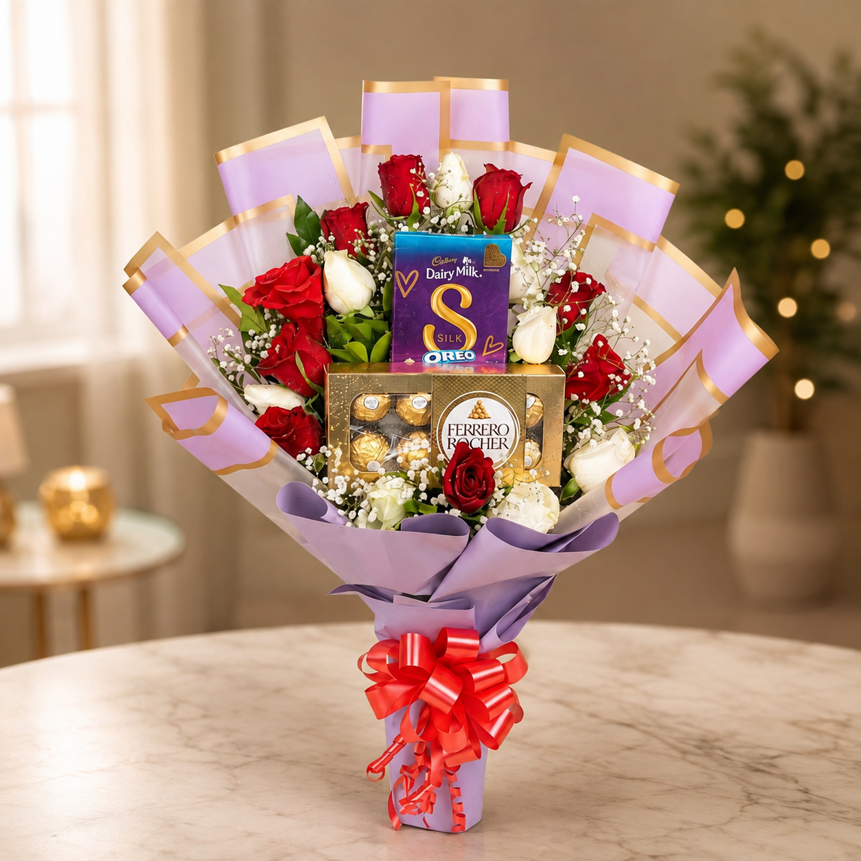 Valentine Rose and Chocolate Bouquet