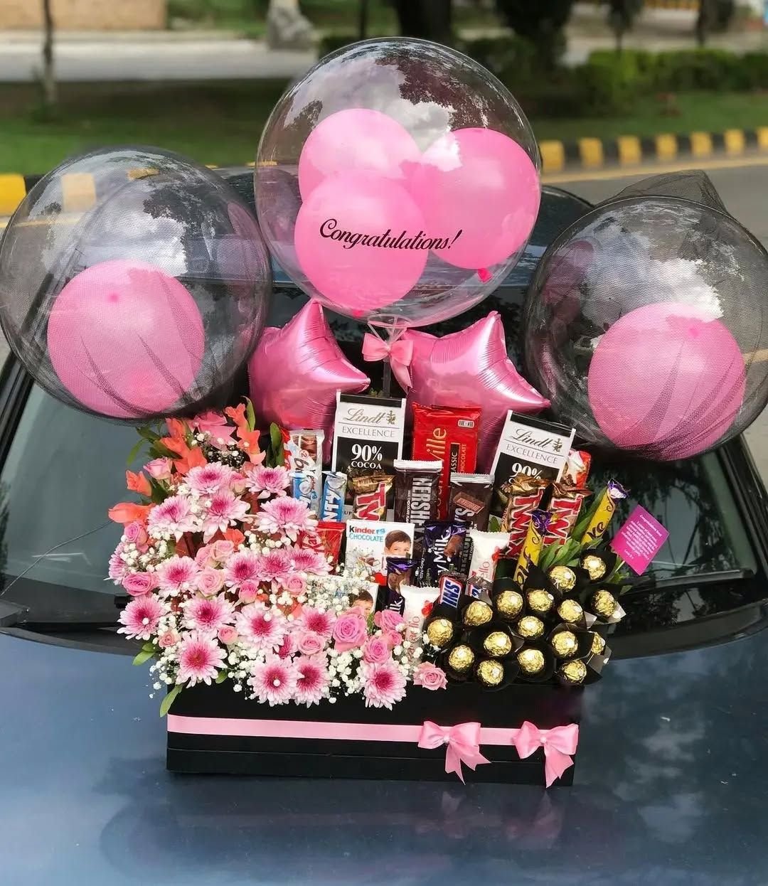 Congratulations Flower Gift Basket