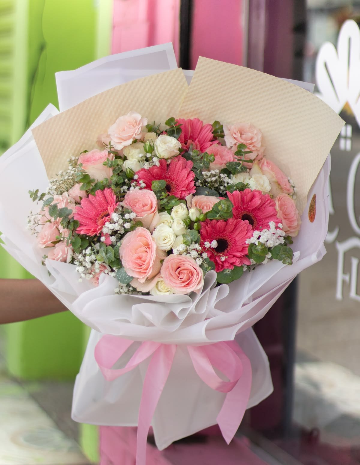 Gerbera and Rose Flower Bouquet