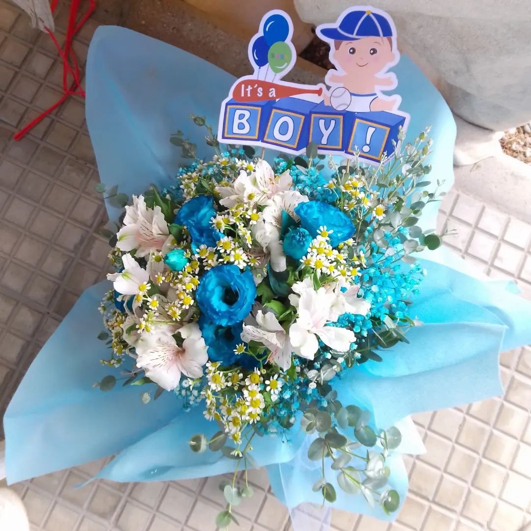 New Born Baby Blue Flower Bouquet