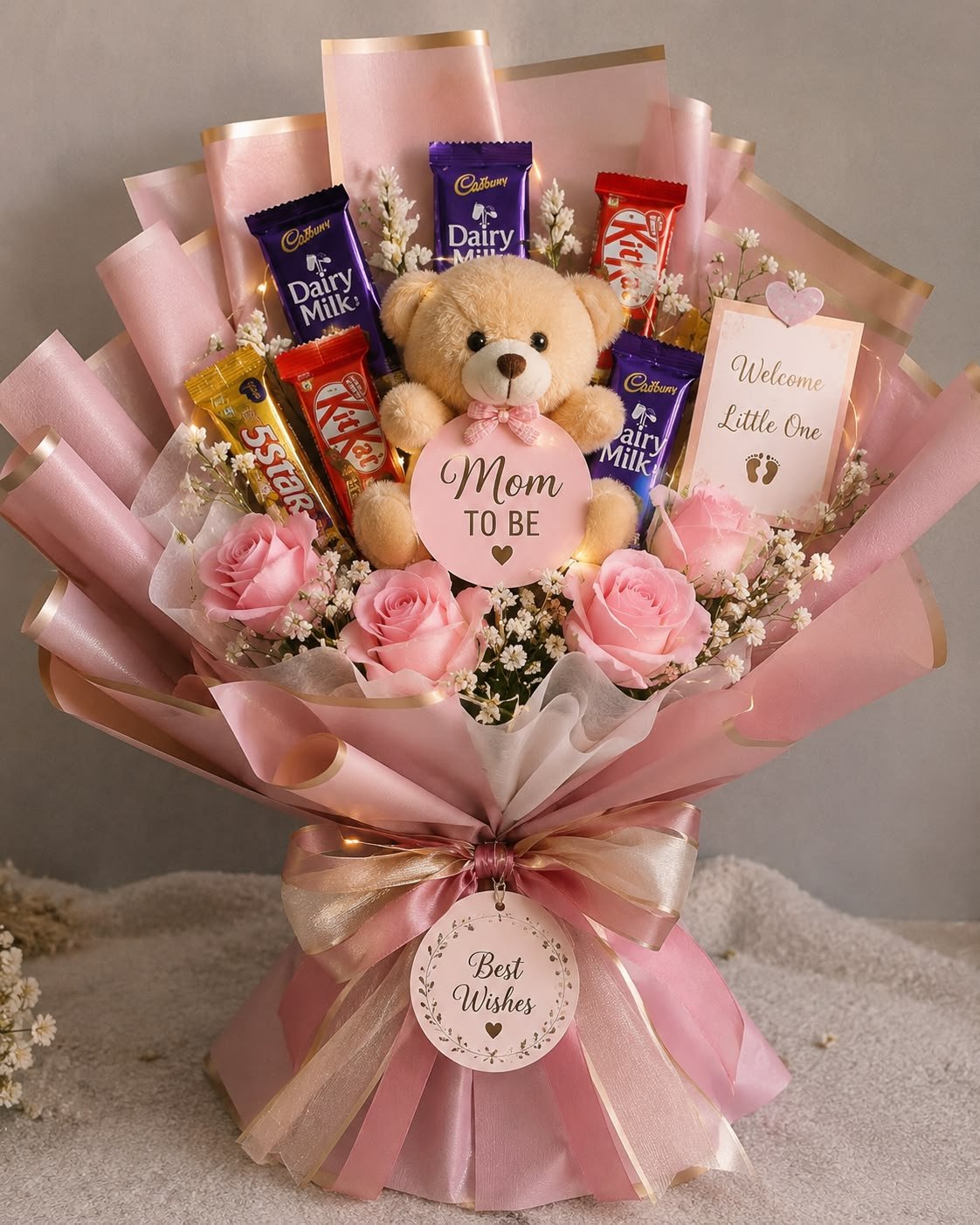 New Born Baby Pink Flower Bouquet