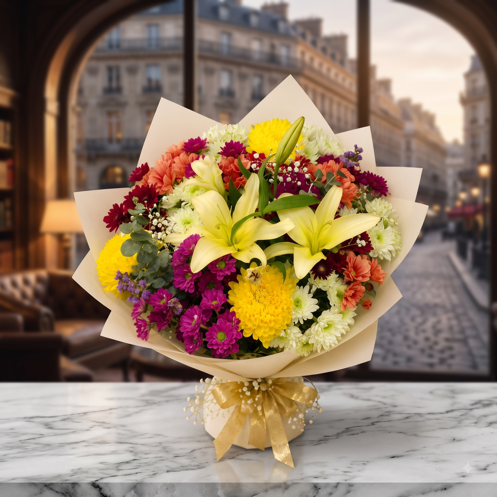 Sunflower and Lily Bouquet