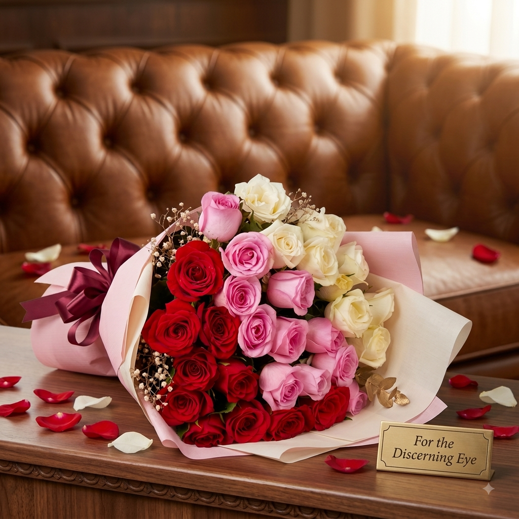 Red Pink Rose Valentine Bouquet