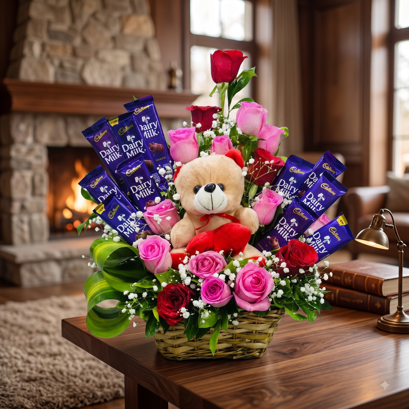 Birthday Teddy Bear Flower Bouquet