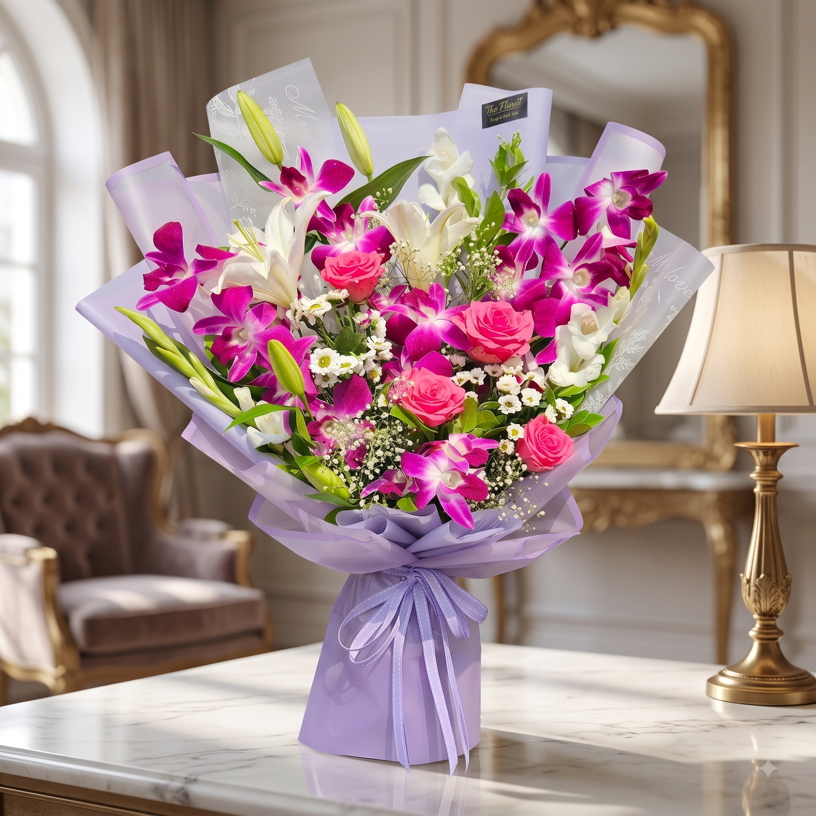 Purple Pink Lily Bouquet