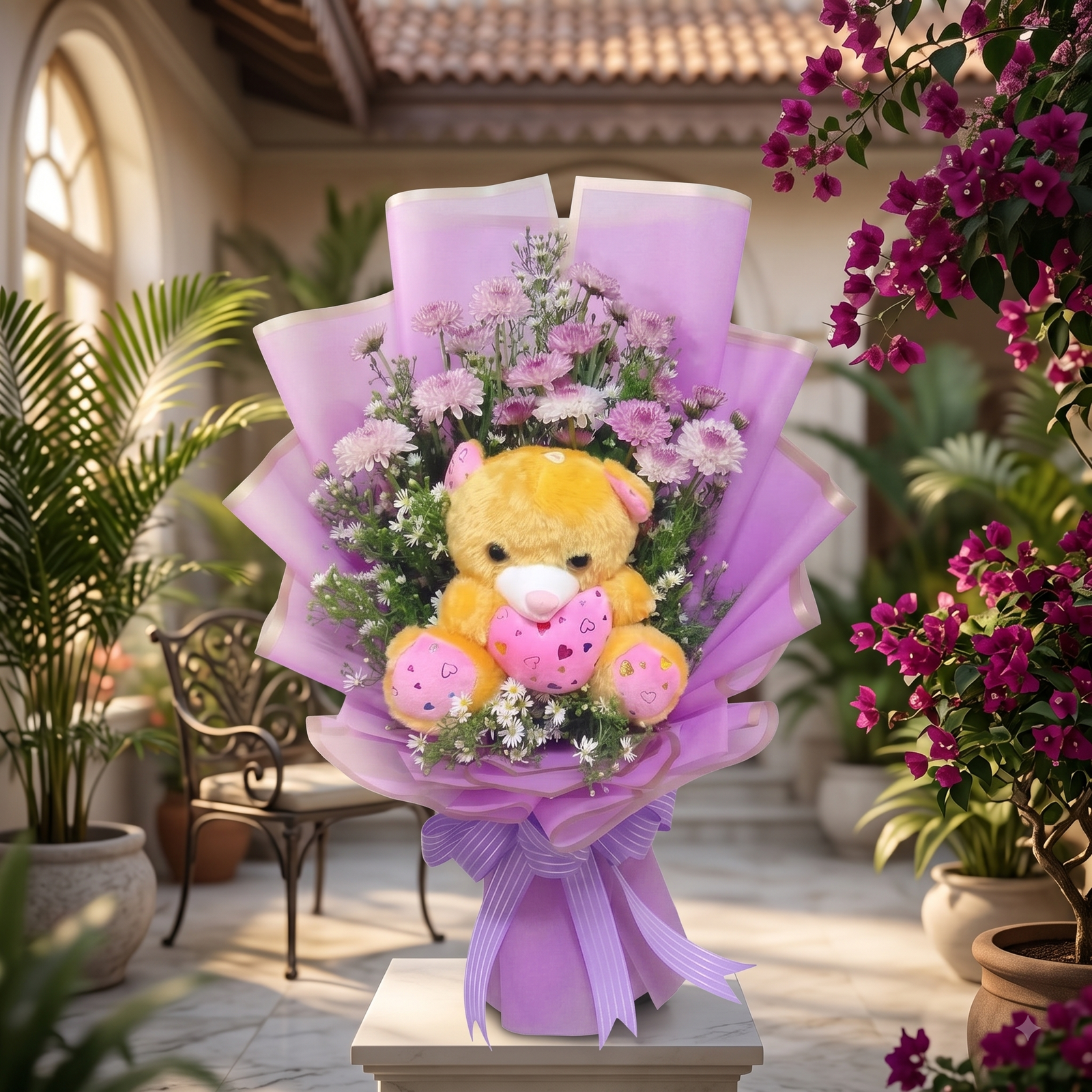 Flower and Teddy Gift Combo