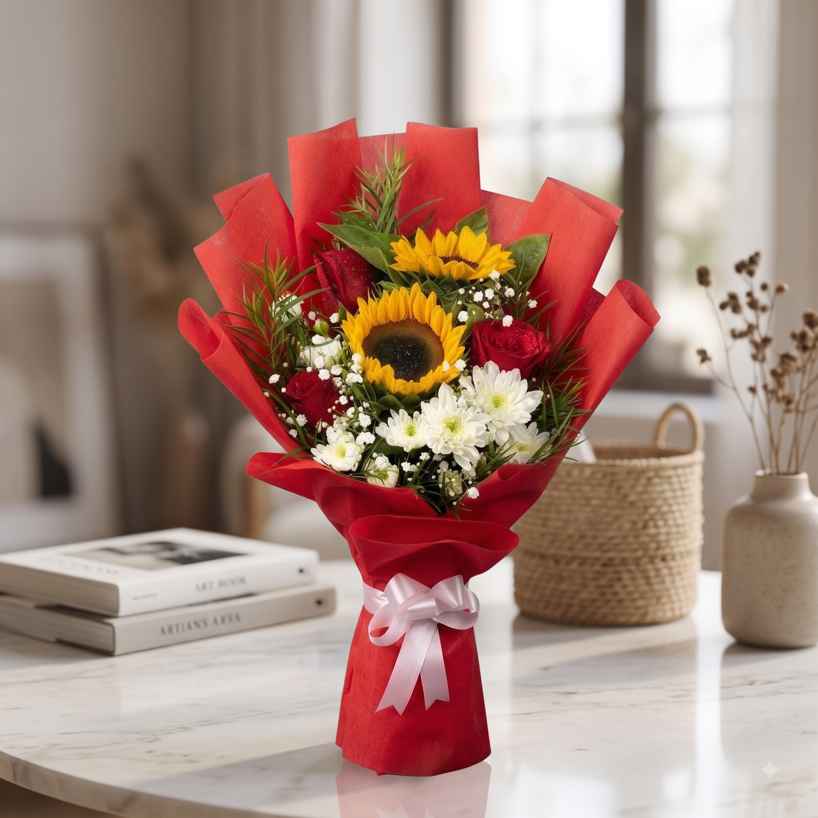 Sunflower and Rose Bouquet