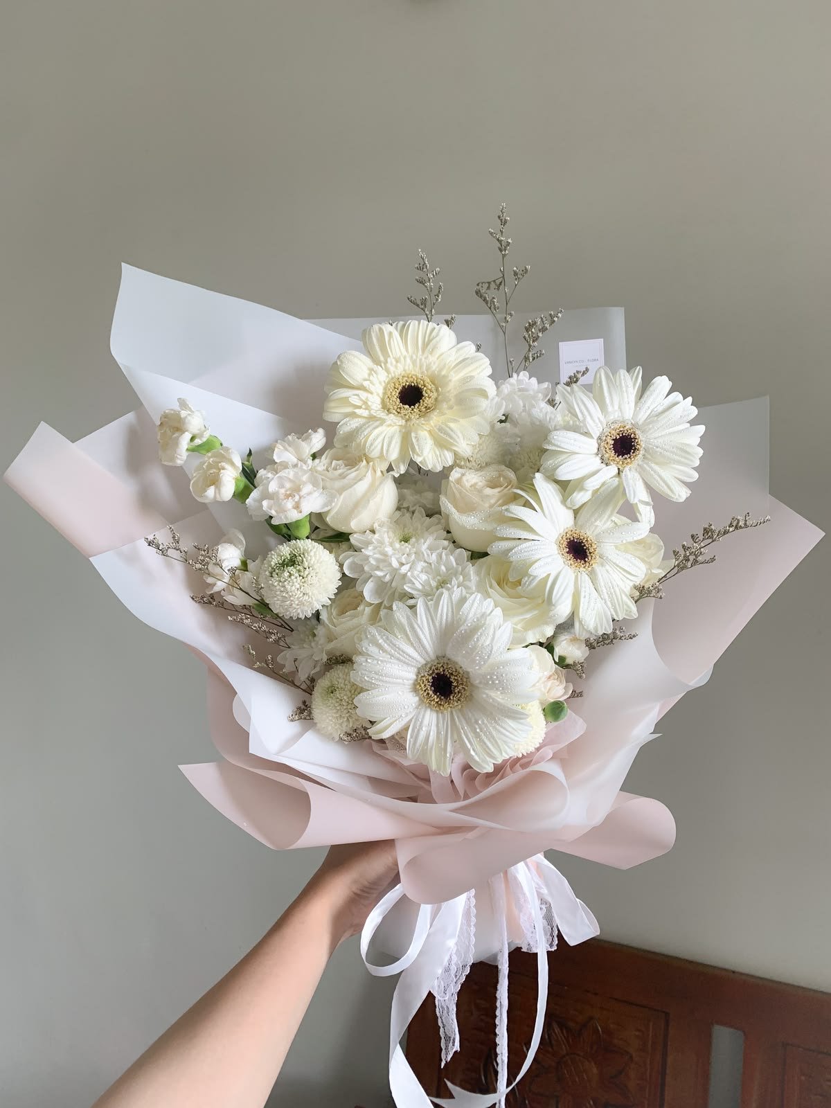 White Gerbera Flower Bouquet