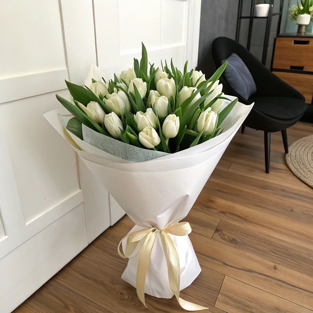 White Tulip Flower Bouquet